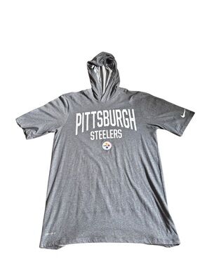 Nike Pittsburgh Steelers Hoodie Small Dri-FIT Gray Short Sleeve NFL